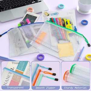 Eco-friendly Plastic <b>File</b> <b>Folders</b> Travel Essentials Organizer Clear Mesh Bags with Zipper PVC Paper <b>Folder</b> Pouches for Documents - Product Image 3