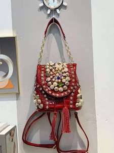 Diamond Crocodile Pattern Beaded Crossbody Mini <strong>Rucksack</strong> Bagpack <strong>Handbag</strong> Bucket <strong>Leather</strong> Outdoor Bag Women's Backpacks - Product Image 6
