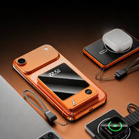 Batterie externe sans fil magnétique 3-en-1 ultra-fine en alliage d'aluminium 5000/10000 mAh à charge rapide avec support et écran LED pour téléphone et montre