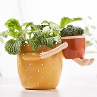 Jolies jardinières d'intérieur avec drainage, grandes et petites, mignonnes, en résine, pour plantes succulentes, pour parents et enfants