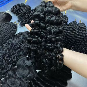 Extensions de cheveux humains <span class=keywords><strong>Remy</strong></span> Kinky Straight pour crochet, nouveau style plume, pré-bouclées, <span class=keywords><strong>sans</strong></span> nœuds, pour tressage Boho, en vrac, H6 Microlink - Product Image 5