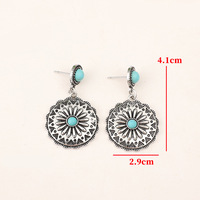 Boucles d'oreilles pendantes style bohème tournesol turquoise, concho style sud-ouest avec howlite naturelle, vente en gros