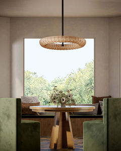Elegante Lámpara Colgante Moderna de Hierro y Ratán para Sala de Estar o <span class=keywords><strong>Cocina</strong></span>, Lámpara Tejida con Fuente de <span class=keywords><strong>Luz</strong></span> <span class=keywords><strong>Fluorescente</strong></span> Blanca Cálida - Product Image 6