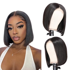 Parrucche di capelli umani da donna, senza colla, modello bob, liscio, con pizzo frontale HD 13*4, per donne nere, non trattate, 100% brasiliane, 1 pezzo, corte - Product Image 2