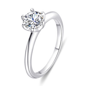 Joyería de Plata de Ley 925, anillos de Halo de corte redondo de compromiso chapados en rodio para mujer, anillo de diamante cultivado en laboratorio VVS D Color HPHT CVD - Product Image 5