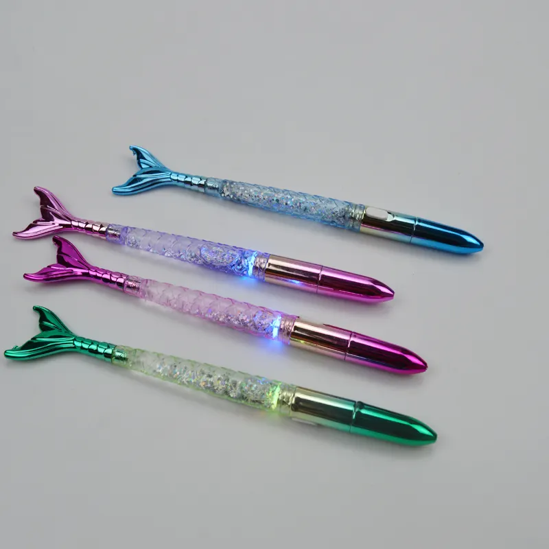 Yenilik yaratıcı promosyon denizkızı şekilli kawaii glitter plastik 0.5mm jel kalem