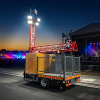 Tour d'éclairage mobile montée sur remorque, projecteur LED diesel, mât télescopique de 30 m, communication d'urgence