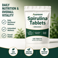 Comprimés de Spiruline Bio Végétaliens pour OEM, Prix de Gros, Complément Nutritionnel 3000mg, Soutien Cardiaque, 500g, Mélange en Vrac