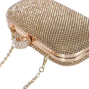 Glitter Diamond Finger Ring Full Rhinestone Purses Golden Clutch Bag for Wedding Party Evening Bags