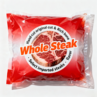 Emballage en plastique plat personnalisé imprimé brillant pour steak, viande, saucisse, nourriture, collation, emballage en mylar, emballage résistant au soleil, emballage refermable