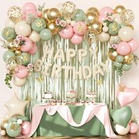 Kit d'arche de ballons 2026 moins cher, ballons en latex avec rideau de 1x2m et ballon en aluminium Joyeux Anniversaire de 16 pouces pour fête d'anniversaire