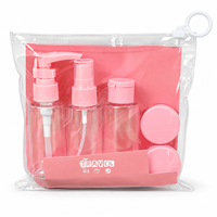 Ensemble de flacons de voyage PET de 50 ml avec pompe pulvérisatrice, bouchon à clapet, pots à crème, pochette zippée transparente, contenants de toilette rechargeables pour cosmétiques