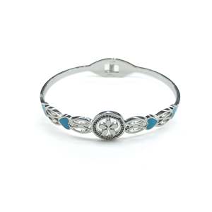 Crystal <b>Cuff</b> <b>Bracelet</b> 316L Stainless Steel PVD Gold Plated Flower Design Classic Sustainable Resistant Jewelry for Women - Product Image 1