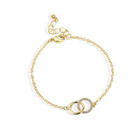 Elegante Brazalete de Zirconia con Diseño Geométrico de Doble Círculo Estilo Bohemio, Chapado en Oro de 18K, Joyería Unisex