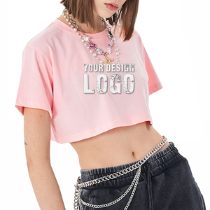 Camiseta Corta Sexy de Color Sólido al por Mayor, Estilo Spice Girl, Informal, Holgada, Transpirable, para Yoga y Deporte, para Mujer - Product Image 6