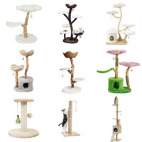 Arbre à chat floral personnalisé tour de maison en bois décoratif griffoir pour animaux de compagnie jouets d'arbre de noël chats fleur arbre à chat pour grand chaton