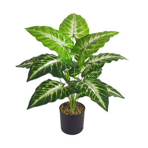 Plante en pot de palmier tropical et grandes feuilles de bananier artificielles en plastique pour jardins extérieurs et décorations de fête - Product Image 1