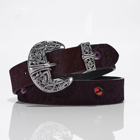 Ceinture en cuir véritable haut de gamme avec décorations accrocheuses, style punk tendance, pour femme