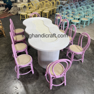 Oval Rattan Kids Table and <b>Chair</b> Set - Durable Handmade <b>Wicker</b> Furniture for <b>Indoor</b> and Outdoor Birthday Parties or Events - Product Image 5