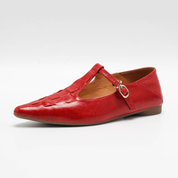 Chaussures plates Mary Jane à bride en T gaufrée pour femmes, légères, style pieds nus, décontractées, pour l'été et le printemps, avec bande élastique et bout carré