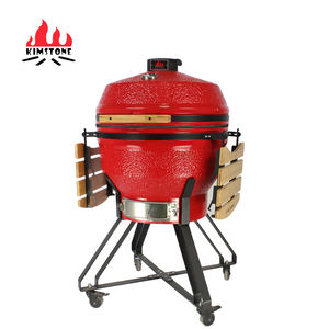 KIMSTONE 26 Inch Big <span class=keywords><strong>Kamado</strong></span> BBQ Rotisserie Smoker Barbecue Ceramic Charcoal Grill Merah dengan Ventilasi Bawah Tipe Laci - Product Image 4
