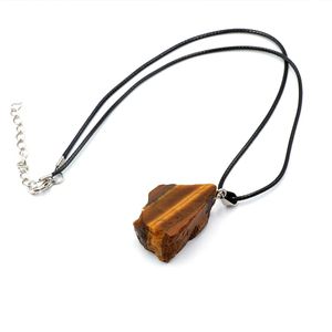 Batu mentah tidak beraturan alami liontin kristal warna-warni kalung batu permata berlian imitasi batu akik mata harimau untuk hadiah uniseks - Product Image 4