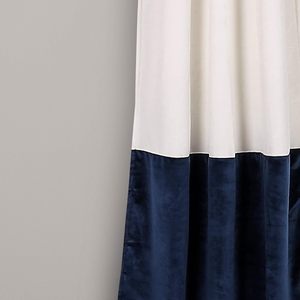 Cortinas Opacas de Terciopelo Bicolor DaiRui S Fold, Parte Superior Blanca, Parte Inferior Azul Marino, con Ojales, Aislantes Térmicos, para Cortinas Modernas de Lujo - Product Image 2