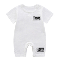 Livraison rapide, barboteuses imprimées pour bébé, combinaisons pour nouveau-nés, 100% coton, douces, unisexes, fermeture éclair, manches courtes, personnalisation de votre logo