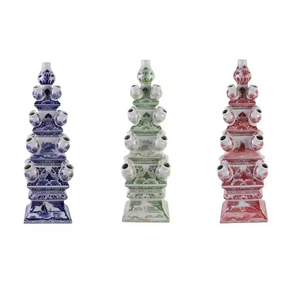 Chinois Peint À La Main Bleu Blanc Fleurs En Céramique Pagode Vase En Porcelaine Vase pour La Décoration De La Maison à Noël Pâques Nouvel An - Product Image 1