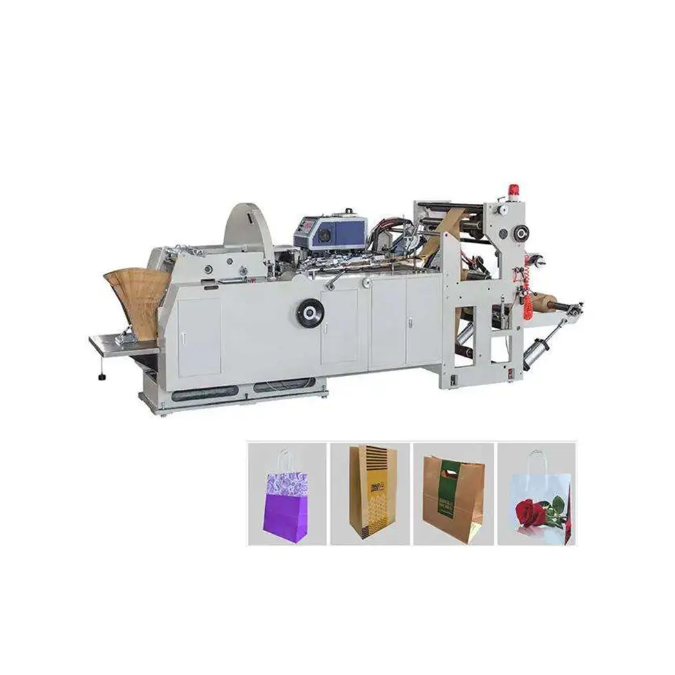 Фабричная недорогая настраиваемая полностью автоматическая машина для изготовления бумажных пакетов с плоской ручкой, формовочная машина для бумажных пакетов