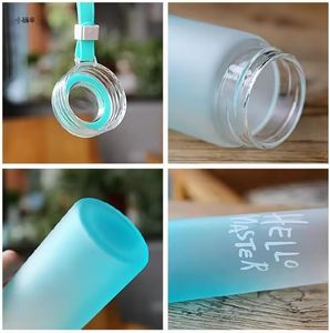 BPA Free Eco Friendly Borosilicate Frosted Glass Sport Water <b>Bottle</b> Handle 400ml Colorful Options Includes Straw Adults - Product Image 3