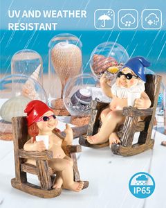 Funny Gnomes in Rocket Chair 2 Pack Résine Artisanat Middle Finger Decor Collectible Naughty Naked Figurines - Product Image 5