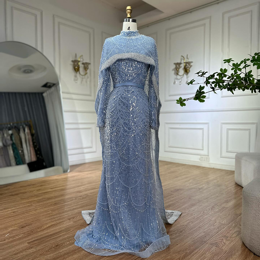 green emerald velvet dress Dusty Blue Cold Shoulder Glitter Gown with High Slit  Elegant Formal  Evening Dress