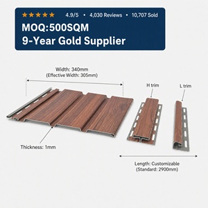 Panneau de soffite en <span class=keywords><strong>PVC</strong></span> à triple rainure en V avec bride de fixation à 5 fentes pour clous, grain de bois ventilé, pour plafond et toit - Product Image 1