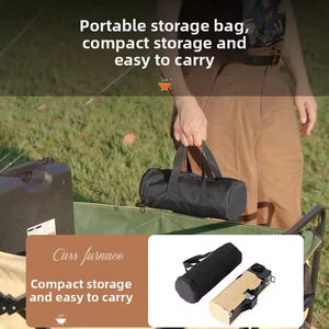 เตาแก๊สพกพาสำหรับตั้งแคมป์ เดินป่า ปิกนิก ทำจากสแตนเลส น้ำหนักเบา พับได้ ป้องกันลม ดีไซน์เรียบง่าย - Product Image 3