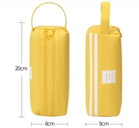 Trousse à crayons double compartiment en toile de couleur unie, multifonctionnelle, pour étudiants créatifs, pour l'école