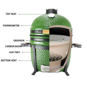 Usine Taille Multiple 15 24 Pouces Fumoir à Granulés <span class=keywords><strong>Barbecue</strong></span> Charbon Kebab Oeuf Vert Grill BBQ Céramique Grill <span class=keywords><strong>Kamado</strong></span> - Product Image 3