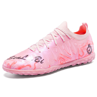 Chaussures de football unisexes à col chaussette en tricot, tige synthétique, crampons en caoutchouc TF, vente en gros, usine OEM