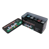 L'ensemble de jetons de poker comprend Hold em Mat 2 jeux de cartes Porte-jetons et boîte de rangement en étain Jeu amusant Fournitures de nuit
