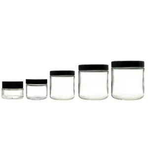 Wholesale Empty 80ml 180ml 200ml 300ml 500ml Clear Round Glass Canning Jars with Lids