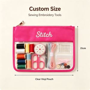 Custom Size Eco Friendly Flat Zipper Pouch Clear Vinyl PVC <b>Bag</b> Sewing Needlepoint Embroidery Storage - Product Image 1