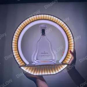 Botella iluminada con LED, espejo reflectante, recargable a todo color, venta al por mayor, China