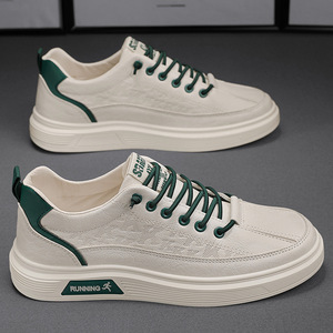 Zapatillas Deportivas Transpirables de Primavera para Hombre, Zapatillas Deportivas Blancas de Caña Baja, Zapatos Casuales para Caminar con Parte Superior de PU y Plantilla Cómoda - Product Image 1
