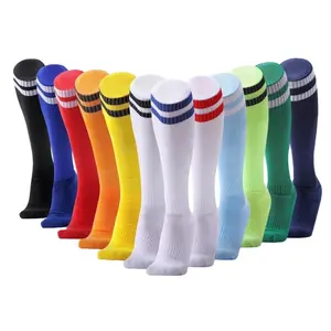 Calcetines deportivos de fútbol a rayas profesionales para adultos y niños, medias largas transpirables antideslizantes para ciclismo