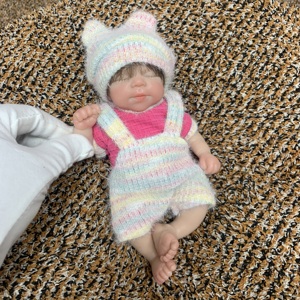 Mini Muñeca de Silicona de 8 Pulgadas, Bebé Niña Realista, Cabello Injertado a Mano <span class=keywords><strong>con</strong></span> Set de Accesorios para Alimentación - Product Image 3