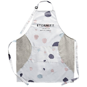 Korean Style PVC Apron Gray Terrazzo Geometric Abstract Water Resistant Bib Apron For Kitchen Use - Product Image 3