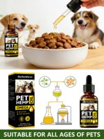 Gouttes d'huile de graines de chanvre personnalisées pour animaux de compagnie, complément alimentaire OEM pour la santé de la peau et du pelage des chiens et des chats