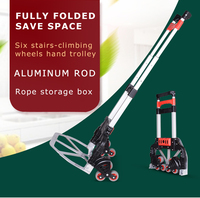 Carrito de mano plegable de servicio mediano de 50-70kg, carrito de empuje plegable de lata plateada con carga liviana, carrito de compras plegable de goma, 1 Juego
