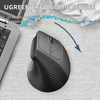 UGREEN Mouse Vertikal Ergonomis Nirkabel 2.4GHz Pelacakan Optik 4000DPI 57 Sudut 6 Tombol Baterai 12 Bulan 4 Tingkat DPI