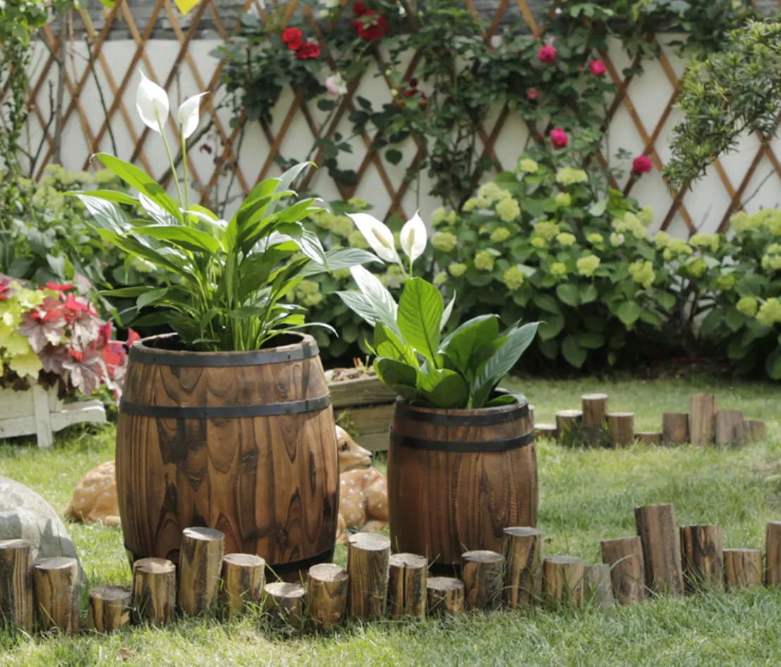 Kreative individuelle Weinfass Blumentopf Garten dekoration Holz Blumen kasten Holzfass Pflanzer